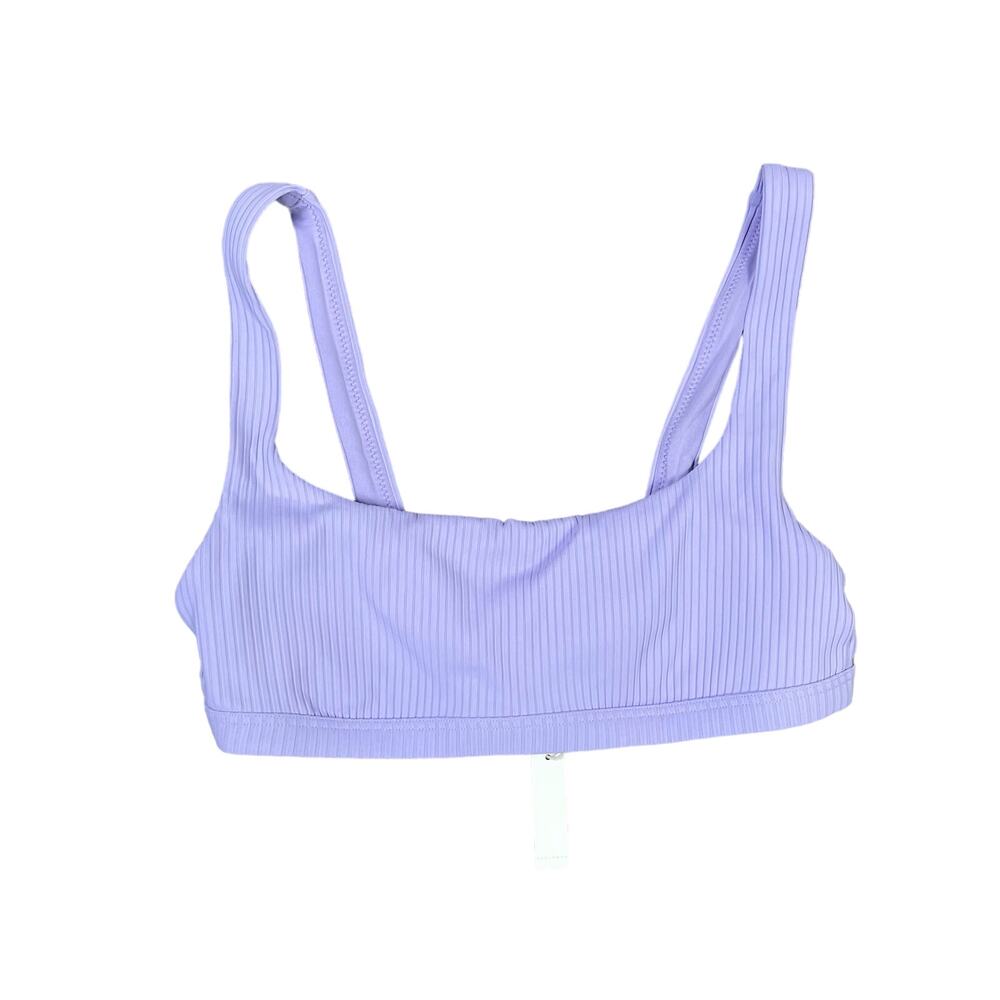 Madewell Ribbed Square Neck Lavender Bikini Top Swimsuit US Women's M New
